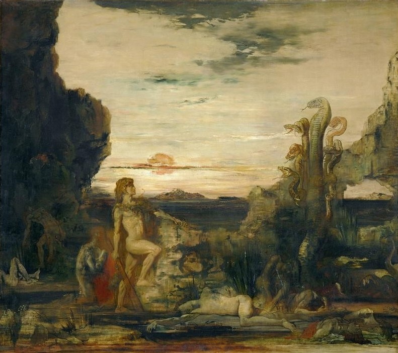 Gustave Moreau, Hercule et l’Hydre de Lerne (Held,Kunst,Mythologie,Tod,Symbolismus,Akt,Fabelwesen,Ungeheuer,Hydra,Zwölf Arbeiten Des Herkules,Heros,Tier,Griechisch-Römische Mythologie)