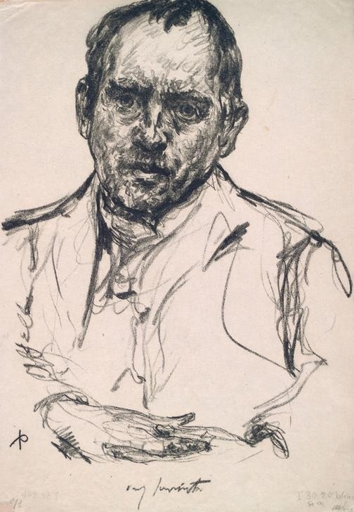 Lovis Corinth, Lovis Corinth (Grafiker,Künstler,Maler (Künstler),Mann,Autograph,Portrait,Blick Aus Dem Bild,Brustbild,Frontalansicht,Person)