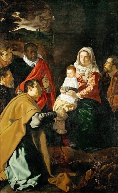 Diego Rodriguez de Silva y Velasquez, Die Anbetung der Könige (Christentum,Religion,Barock,Maria Mit Kind,Neues Testament,Bibel,Jungfrau,Anbetung Der Könige,Heilige Drei Könige (Neues Testament),Spanische Kunst,Kindheit Jesu)