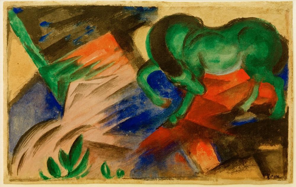 Franz Marc, Grünes Pferd (Deutsche Kunst,Pferd (Tier),Zoologie,Expressionismus,Der Blaue Reiter)