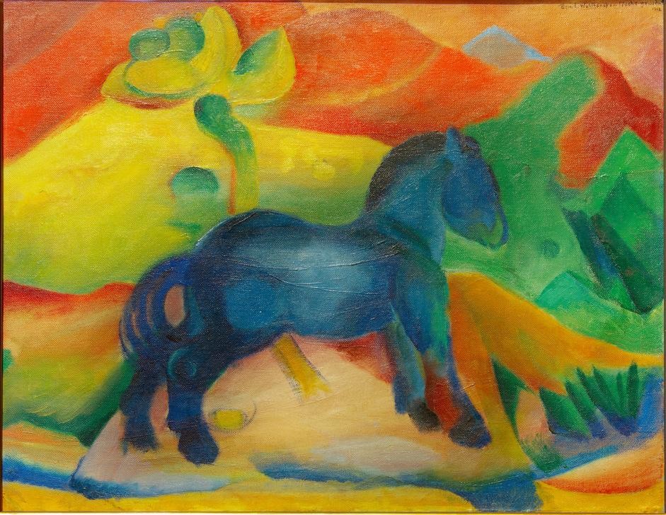 Franz Marc, Blaues Pferdchen, Kinderbild (Deutsche Kunst,Pferd (Tier),Zoologie,Expressionismus,Der Blaue Reiter,Pony)