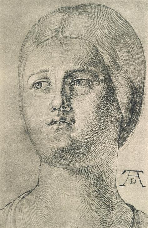 Albrecht Dürer, Kopf einer Frau (Deutsche Kunst,Frau,Mensch,Renaissance,Portrait,Studie,Kopfstudie,Kopf)