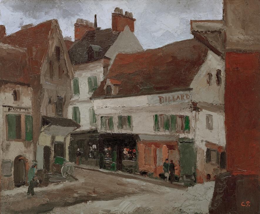 Camille Pissarro, Platz in La Roche-Guyon (Architektur,Platz,Impressionismus,Architekturdarstellung,Französische Kunst)