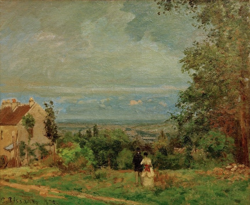 Camille Pissarro, Landschaft bei Louveciennes (Landschaft,Spaziergang,Impressionismus,Französische Kunst)