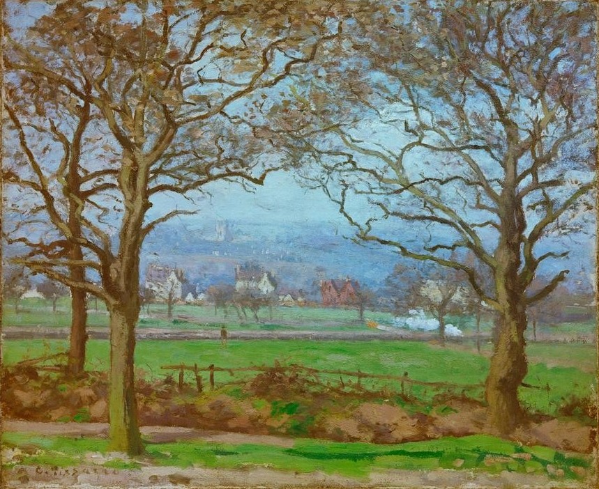 Camille Pissarro, Bei Sydenham Hill (gegen Lower Norwood gesehen) (Dorf,Landschaft,Impressionismus,Baum,Französische Kunst)