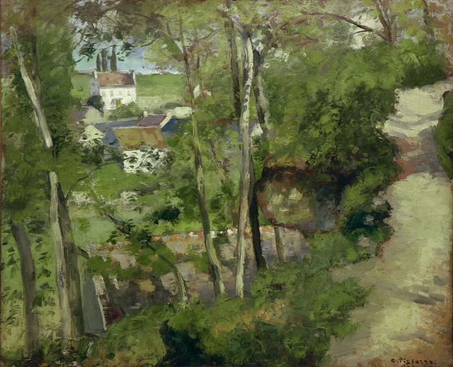 Camille Pissarro, Der Bergweg, Rue de la Côte-du-Jalet, Pontoise (Kunst,Landschaft,Impressionismus,Weg,Französische Kunst)