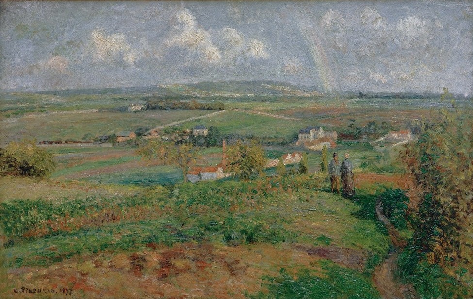 Camille Pissarro, Regenbogen, Pontoise (Landschaft,Meteorologie,Impressionismus,Regenbogen,Französische Kunst)