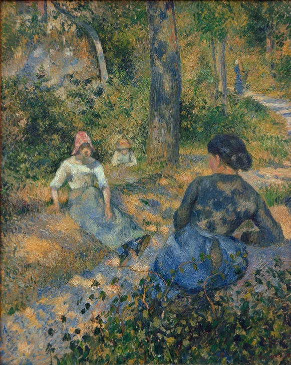 Camille Pissarro, Bäuerinnen bei der Rast (Bauer (Landwirt),Frau,Rast,Freizeit,Impressionismus,Reise,Bäuerin,Französische Kunst,Im Freien (Allgemein),Landleben,Frauenleben,Landwirtschaft)