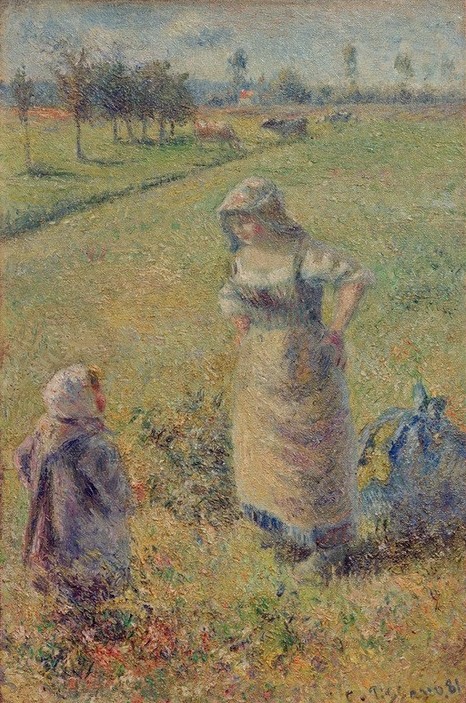 Camille Pissarro, Bäuerin mit Kind auf dem Feld, Pontoise (Bauer (Landwirt),Familie,Frau,Kind,Mädchen,Mensch,Mutter Und Kind,Impressionismus,Kleinkind,Mutter,Bäuerin,Französische Kunst,Feld,Landleben,Frauenleben,Landwirtschaft)