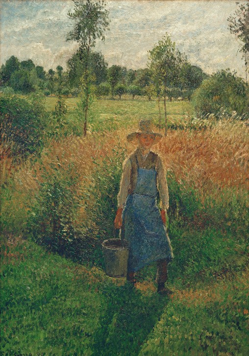 Camille Pissarro, Der Gärtner, Nachmittagsonne, Eragny (Beruf,Gärtner,Handwerk Und Gewerbe,Jahreszeiten,Kunst,Landschaft,Mann,Sommer,Tageszeiten,Nachmittag,Impressionismus,Hut,Schatten,Strohhut,Schürze,Gartenarbeit,Französische Kunst,Sonnenhut,Menschen Im Garten,Sonnenlicht,Eimer,Jahrhundertwende,Handwerk,Gewe)