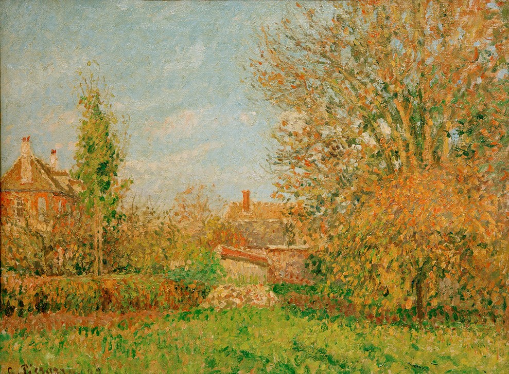 Camille Pissarro, Herbst in Eragny (Herbst,Jahreszeiten,Landschaft,Impressionismus,Architekturdarstellung,Französische Kunst,Jahrhundertwende)