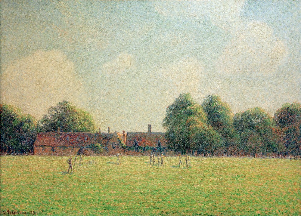 Camille Pissarro, Hampton Court Green, London (Garten Und Park,Geographie,Menschen Im Park,Park,Schloss,Schlosspark,Impressionismus,Architekturdarstellung,Französische Kunst,Jahrhundertwende,Topographie)