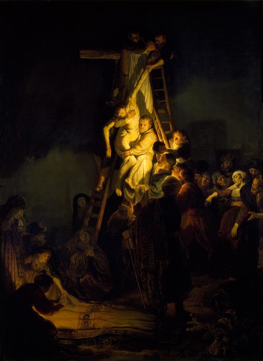 Rembrandt Harmenszoon van Rijn, Die Kreuzabnahme (Christentum,Religion,Barock,Neues Testament,Bibel,Kreuzabnahme,Helldunkel,Niederländische Kunst,Holländische Kunst,Passion Christi)