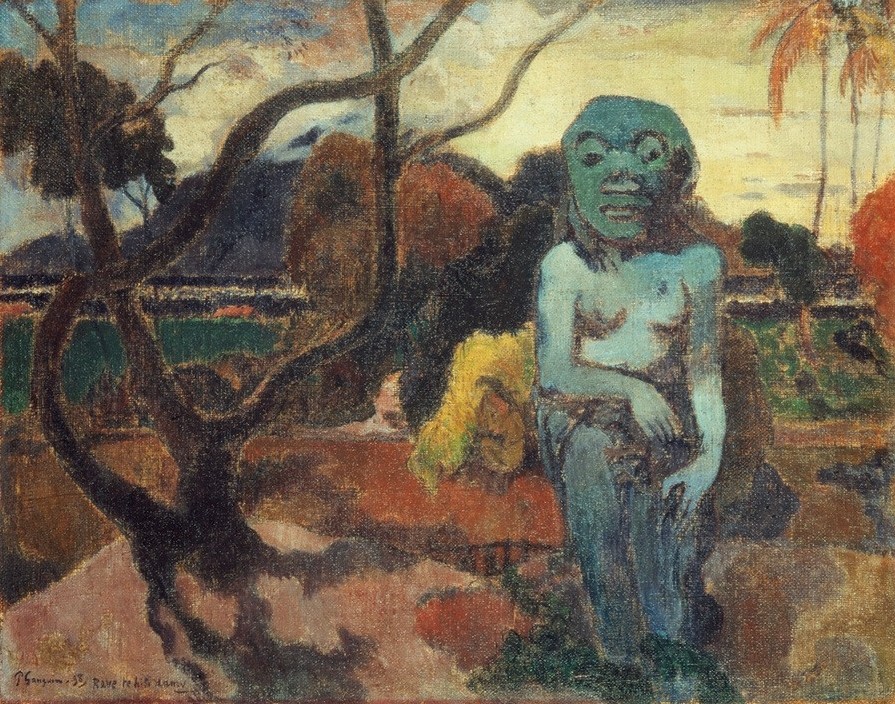 Paul Gauguin, Rave te hiti aamu (Kunst,Landschaft,Völkerkunde,Französische Kunst,Synthetismus,Skulptur Im Bild,Kunst Der Naturvölker,Idol (Religion),Land Und Leute)