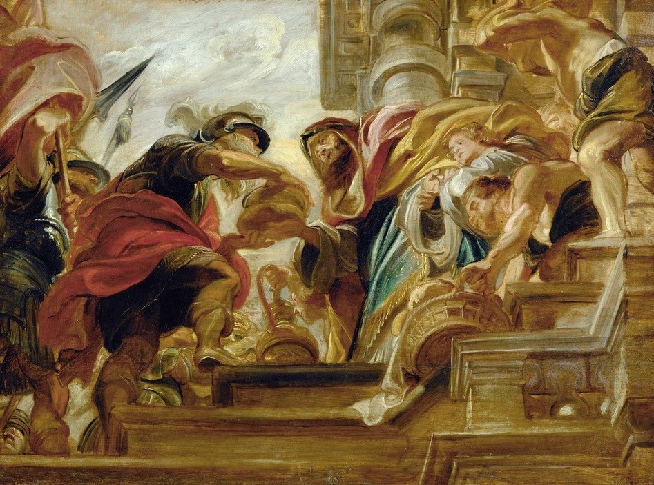 Peter Paul Rubens, Die Begegnung von Abraham und Melchisedech (Brot,Flämische Kunst,Kunst,Barock,Altes Testament,Bibel,Bozzetto,Niederländische Kunst,Gastgeschenk,Patriarch)