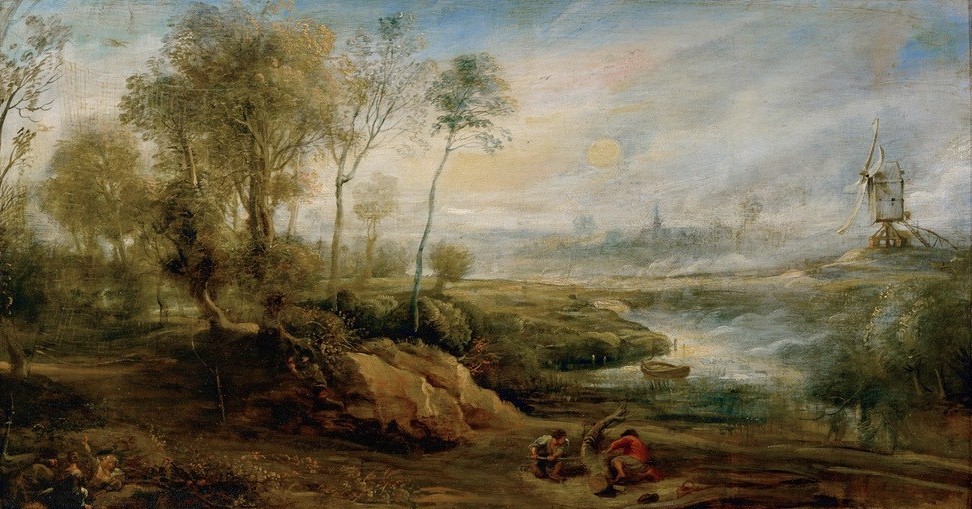 Peter Paul Rubens, Landschaft mit Vogelstellern (Flämische Kunst,Jagd,Landschaft,Barock,Niederländische Kunst,Vogelfang,Vogeljagd)