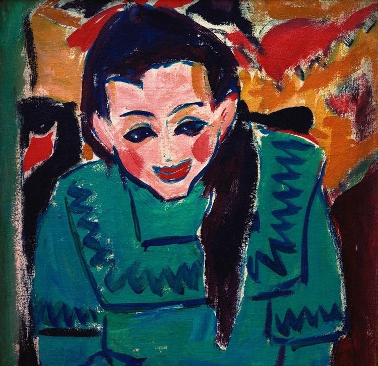 Ernst Ludwig Kirchner, Fränzi (Deutsche Kunst,Kind,Mädchen,Mensch,Portrait,Expressionismus,Die Brücke,Halbfigur)