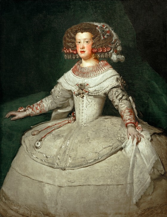 Diego Rodriguez de Silva y Velasquez, Infantin Maria Teresa (Ehefrau,Geschichte,Jugend (Lebensalter),Königin,Mädchen,Mode,Barock,Korsage,Portrait,Spanische Kunst,Kleid,Infantin,Kragen,Junge Frau,Reifrock,Spitzentuch,Person,Frisur)