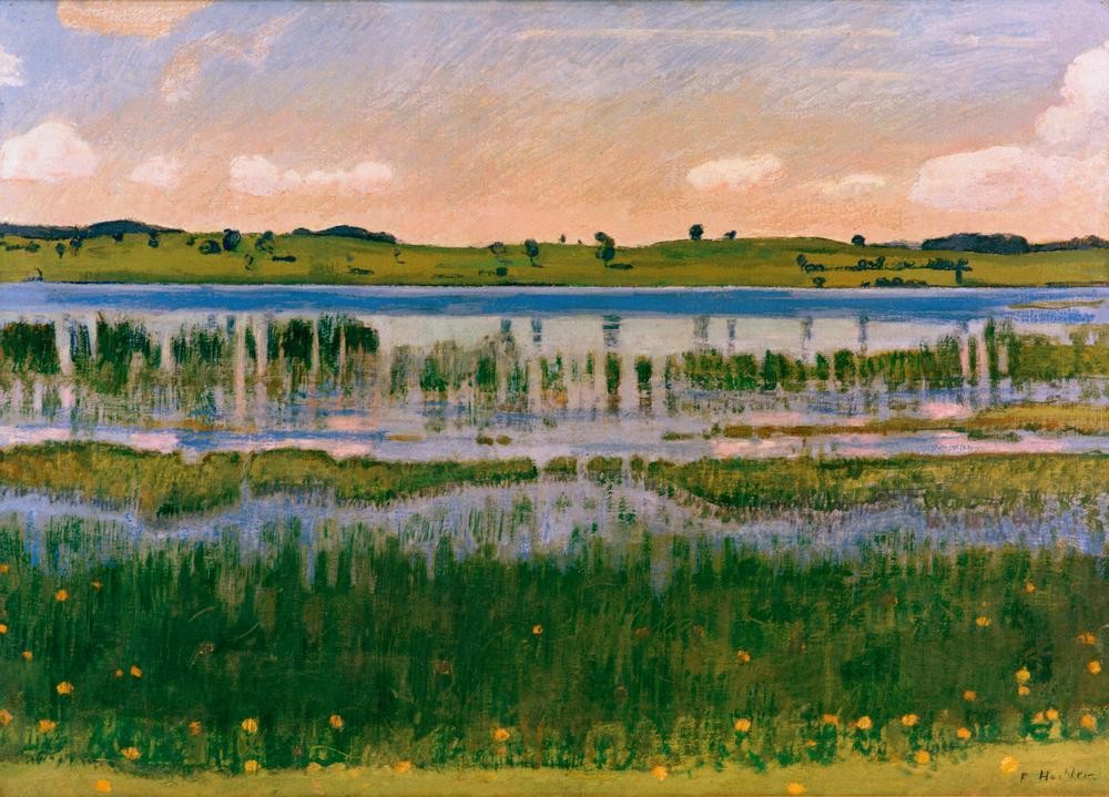 Ferdinand Hodler, Ufer am Äschisee (Jugendstil,Landschaft,See,Schweizerische Kunst,Sumpf,Ufer,Jahrhundertwende)
