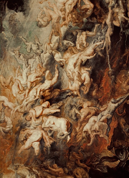 Peter Paul Rubens, Der Höllensturz der Verdammten (Christentum,Flämische Kunst,Religion,Barock,Akt,Neues Testament,Bibel,Jüngstes Gericht,Verdammte,Hölle,Apokalypse,Niederländische Kunst,Weltuntergang,Höllensturz,Ausschnitt)