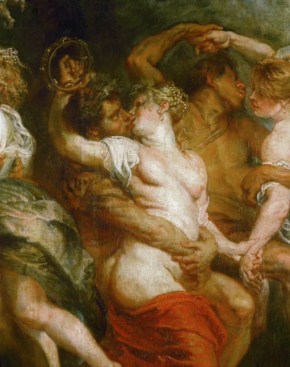 Peter Paul Rubens, Das Venusfest (Erotik,Liebe,Mädchen,Musik,Mythologie,Tanz,Nymphe,Barock,Instrument,Akt,Kuss,Putto,Portrait,Satyr,Thiasos,Geschlechtsverkehr,Umarmung,Bacchanal,Niederländische Kunst,Genius,Erotische Kunst,Tambourin,Sexualität,Göttin,Ausgelassenheit,Wollust,Kopf,Griechisc)