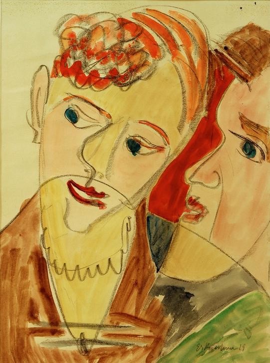 Ernst Ludwig Kirchner, Die Hembusse (Liebespaar H.) (Ehepaar,Liebe Und Ehe,Liebespaar,Mensch,Expressionismus,Die Brücke,Doppelportrait)