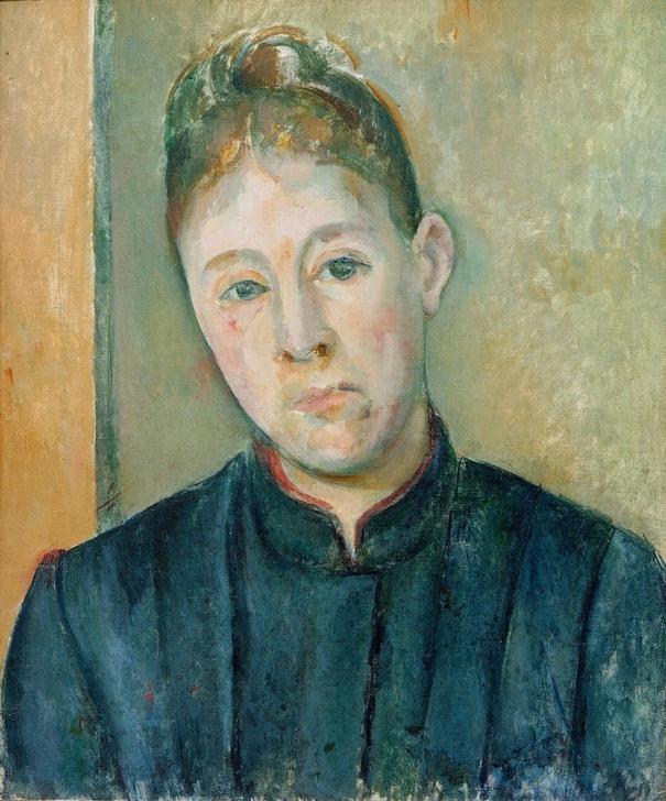 Paul Cézanne, Portrait de Madame Cézanne (Frau,Impressionismus,Ehefrau Von Berühmten,Portrait,Künstlerfrau,Französische Kunst,Haarknoten,Brustbild,Person)