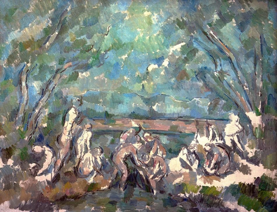 Paul Cézanne, Baigneuses (Körperpflege,Bad Im Freien,Bad,Freizeit,Impressionismus,Akt,Jahrhundertwende,Unvollendet)