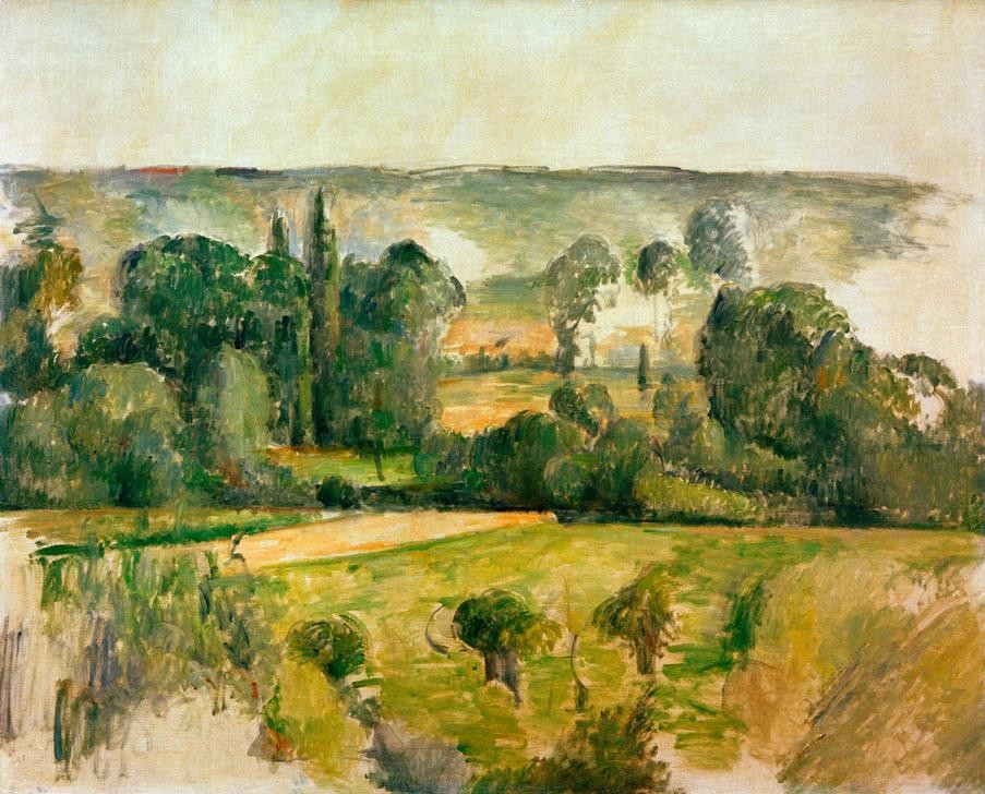Paul Cézanne, Campagne et coteau, près de Médan (Landschaft,Impressionismus,Französische Kunst,Hügel,Unvollendet)