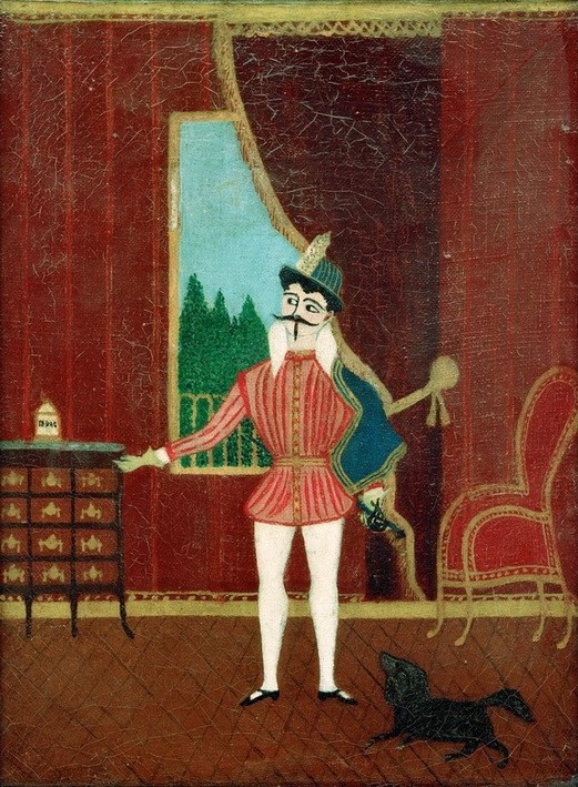 Henri Rousseau, Le petit chevalier, Don Juan (Theater, Schauspieler, kavalier, Don Juan, Rollenbild, Hund, Kostüm, Naive Malerei, Wunschgröße, Wohnzimmer, Treppenhaus, Malerei, klassische Moderne, bunt)