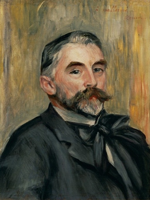 Pierre-Auguste Renoir, Stéphane Mallarmé, poète (Dichter,Kunst,Literatur,Mann,Impressionismus,Bart,Halstuch,Schnurrbart,Portrait,Französische Kunst,Kleidung (Allgemein),Brustbild,Person,Frisur)