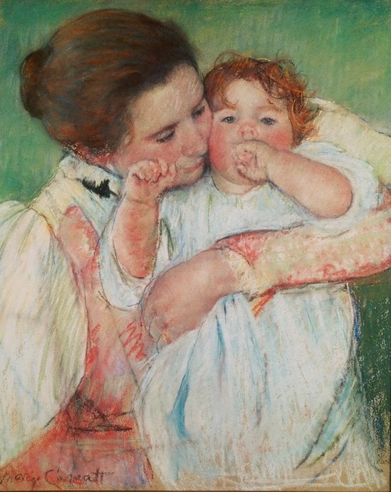 Mary Cassatt, Mère et enfant (Familie,Frau,Kind,Mädchen,Mensch,Mutter Und Kind,Impressionismus,Frauenkunst,Portrait,Amerikanische Kunst,Mutterliebe,Zärtlichkeit,Us-Amerikanische Kunst,Kopf)