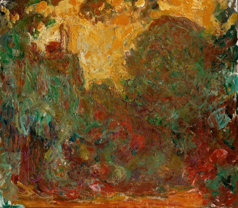 Claude Monet, La Maison de l’Artiste vue du Jardin aux Roses (Das Haus de (Garten Und Park,Kunst,Landschaft,Rose,Impressionismus,Hausgarten,Künstlerhaus (Wohnhaus),Französische Kunst,Ziergarten,Blume,Rosengarten,Garten)