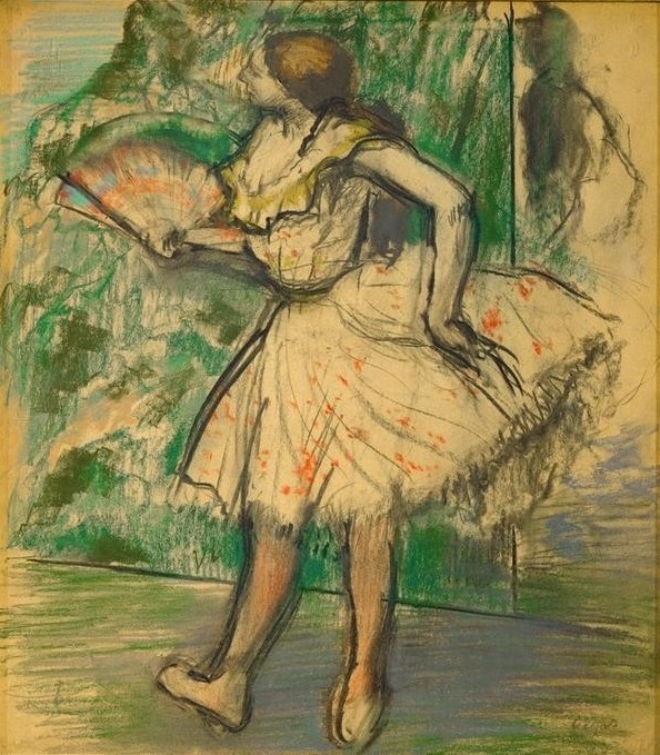Edgar Degas, Danseuse à l’éventail (Ballett,Fächer,Musik,Pause,Tänzer,Tänzerin,Tanz,Theater,Impressionismus,Fan,Französische Kunst,Kleidung (Allgemein),Ballerina,Ganzfigurig)