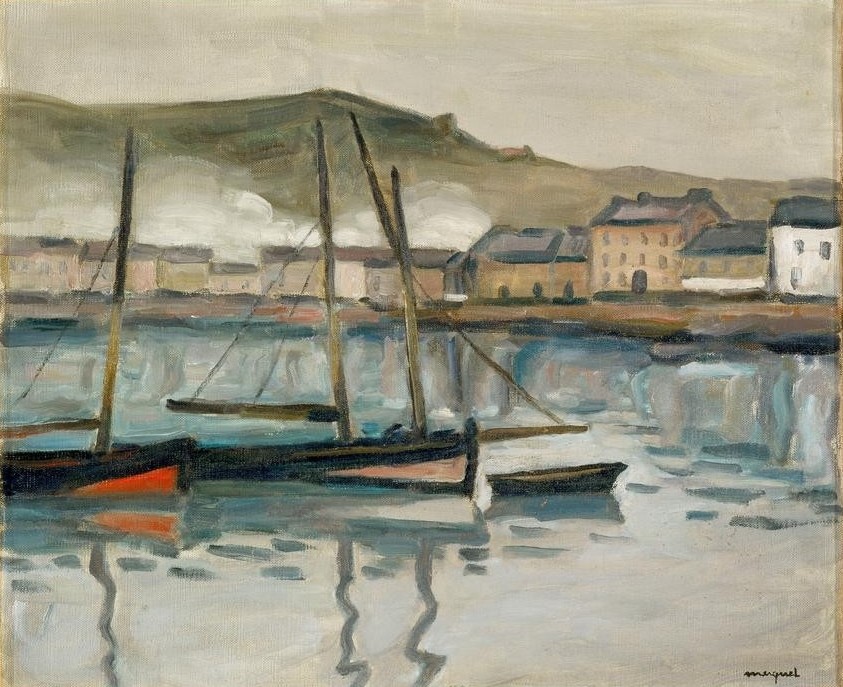 Albert Marquet, Le port de Fécamp (Dorf,Geographie,Hafen,Kunst,Landschaft,Schiff,Meer,Impressionismus,Segelboot,Fauves,Französische Kunst,Topographie)