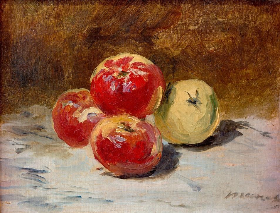 Edouard Manet, Vier Äpfel (Apfel,Kunst,Obst,Nahrungsmittel,Stillleben,Französische Kunst)