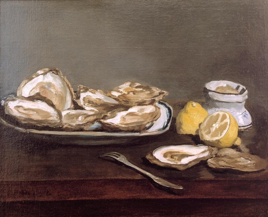Edouard Manet, Austern (Kunst,Nahrungsmittel,Stillleben,Auster,Französische Kunst,Zitrone)