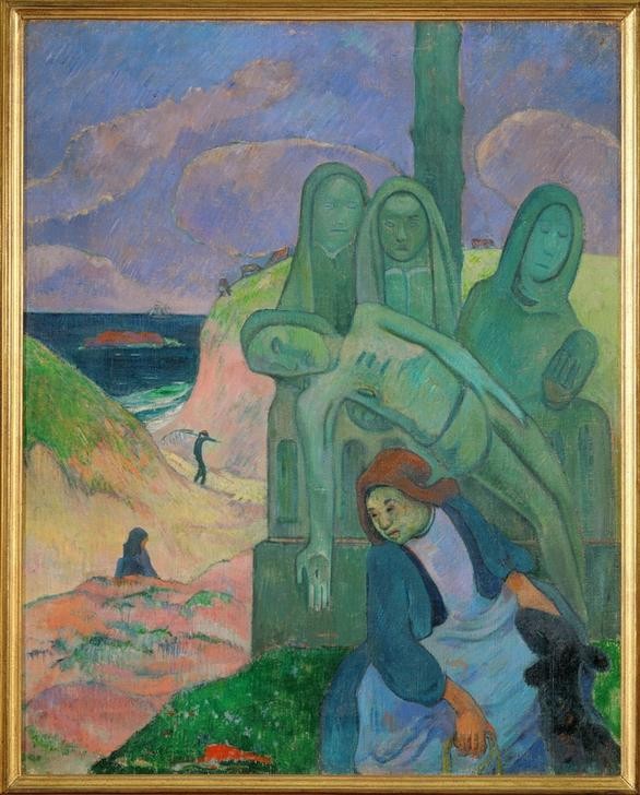 Paul Gauguin, Le Christ Vert (Christentum,Kunst,Religion,Strand,Neues Testament,Bibel,Totenklage,Kreuzabnahme,Christi Beweinung,Pieta,Französische Kunst,Passion Christi,Kleidung (Allgemein),Synthetismus,Schule Von Pont-Aven)