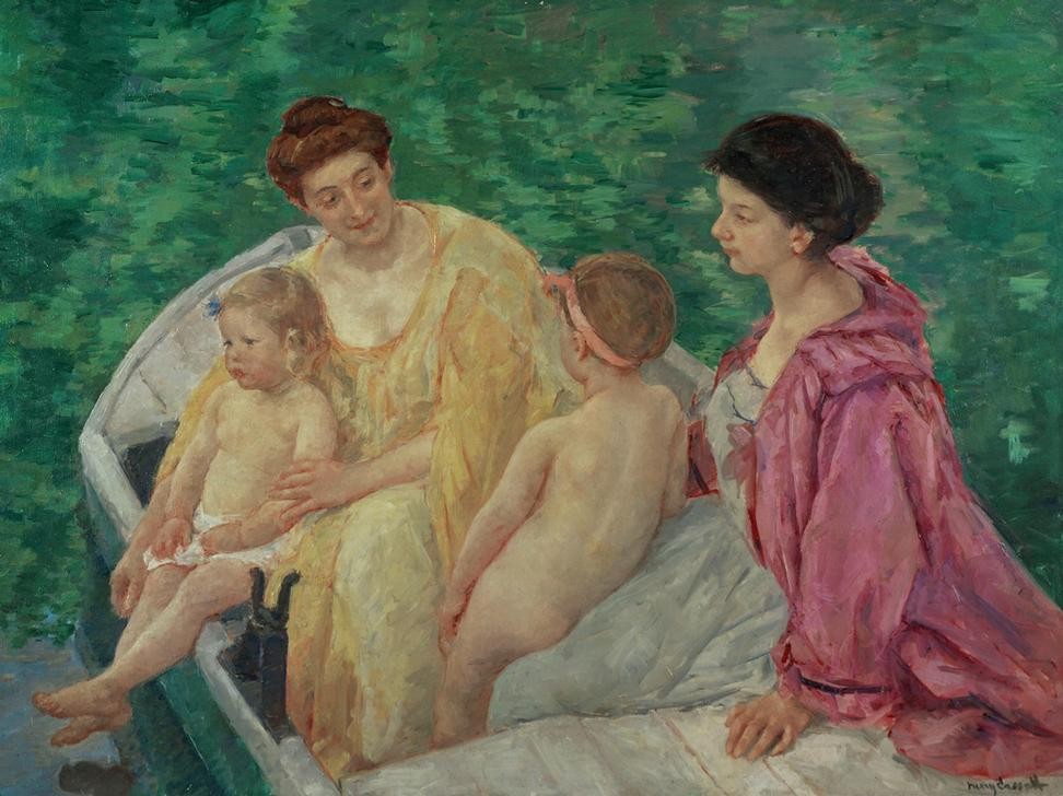 Mary Cassatt, Le Bain (Körperpflege,Bad Im Freien,Bad,Bootspartie,Boot,Familie,Kind,Mutter Und Kind,Schiff,Kinderbad,Impressionismus,See,Frauenkunst,Französische Kunst,Amerikanische Kunst,Harmonie,Us-Amerikanische Kunst,Kleidung (Allgemein),Fin De Siecle,Kinderleben,Frauenleben)