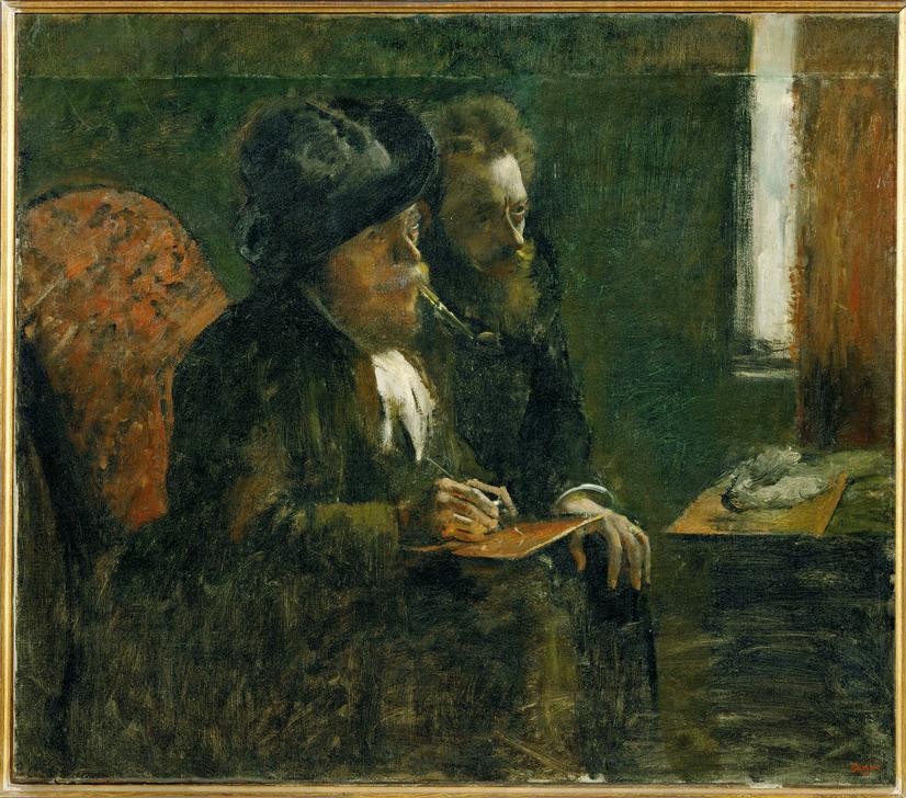 Edgar Degas, Double portrait de Marcellin Desboutin et Ludovic Lepic (Künstler,Kunst,Maler (Künstler),Mann,Impressionismus,Rauchen,Portrait,Französische Kunst,Doppelportrait,Person)