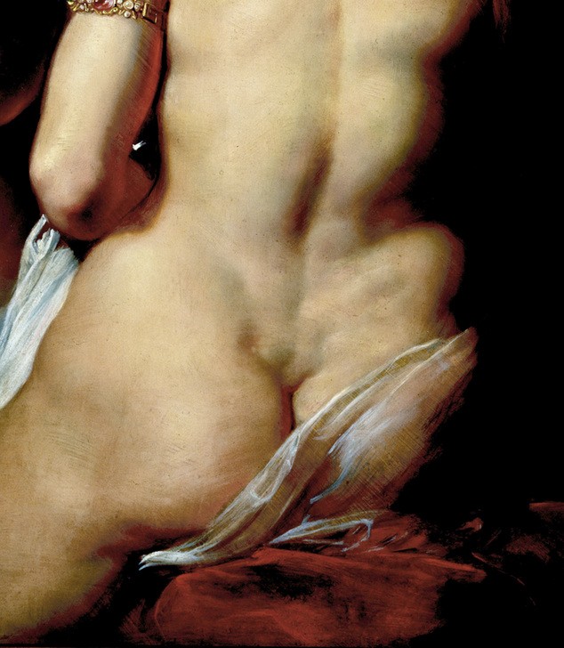 Peter Paul Rubens, Die Toilette der Venus (Anatomie,Erotik,Fettleibigkeit,Flämische Kunst,Frau,Mensch,Mythologie,Barock,Akt,Po (Gesäss),Rückenakt,Rückenfigur,Niederländische Kunst,Sexualität,Grübchen,Griechisch-Römische Mythologie,Ausschnitt)