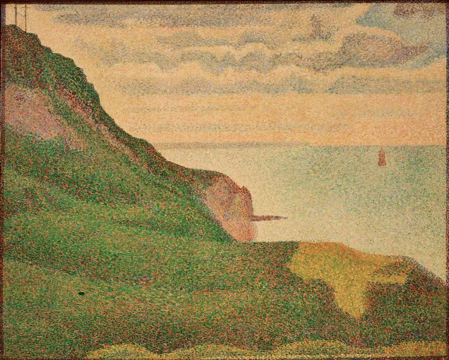 Georges Seurat, Küstenlandschaft bei Porten-Bessin in der Normandie (Küste,Landschaft,Meer,Pointillismus,Französische Kunst)