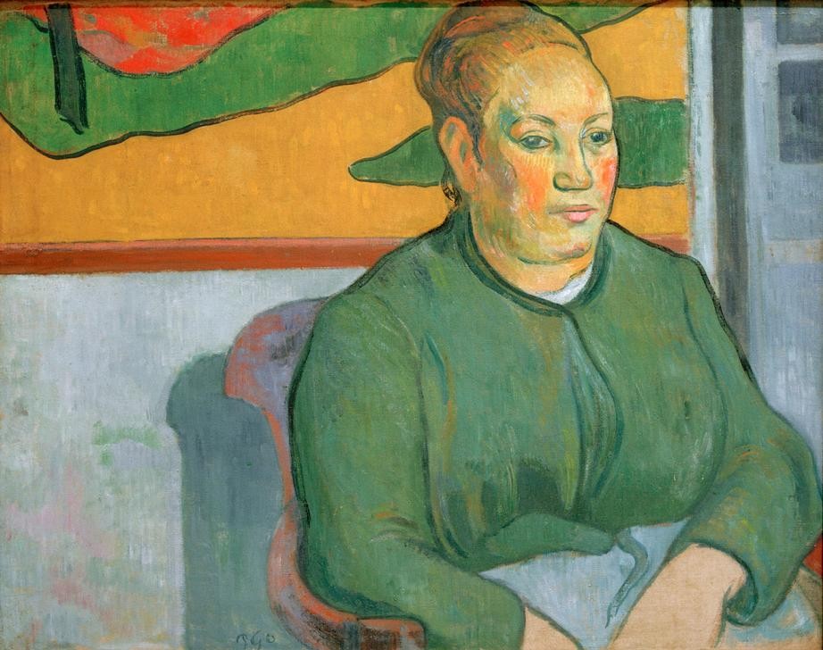 Paul Gauguin, Porträt von Madame Roulin (Frau,Mensch,Portrait,Französische Kunst,Sitzen,Synthetismus,Halbfigur,Matrone,Schule Von Pont-Aven)