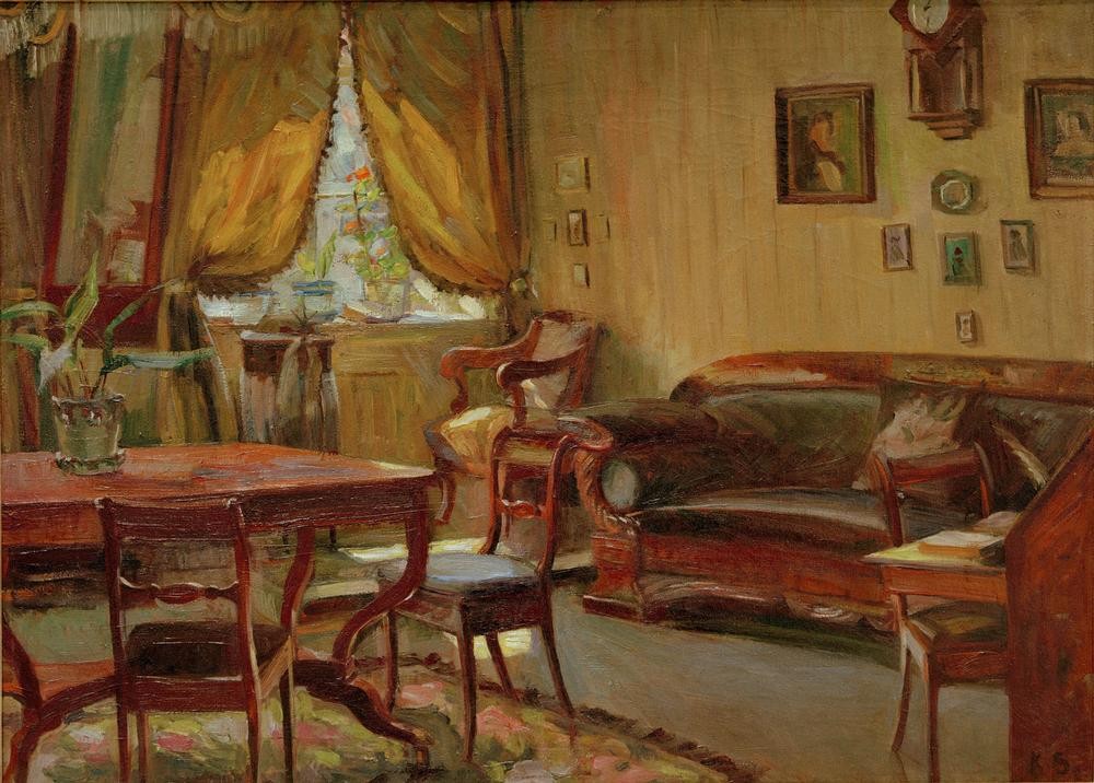 Kurt Schwitters, Ohne Titel (Interieur) (Architektur,Deutsche Kunst,Kunst,Möbel,Wohnzimmer,Wohnung,Tisch,Interieur,Sofa,Stuhl)