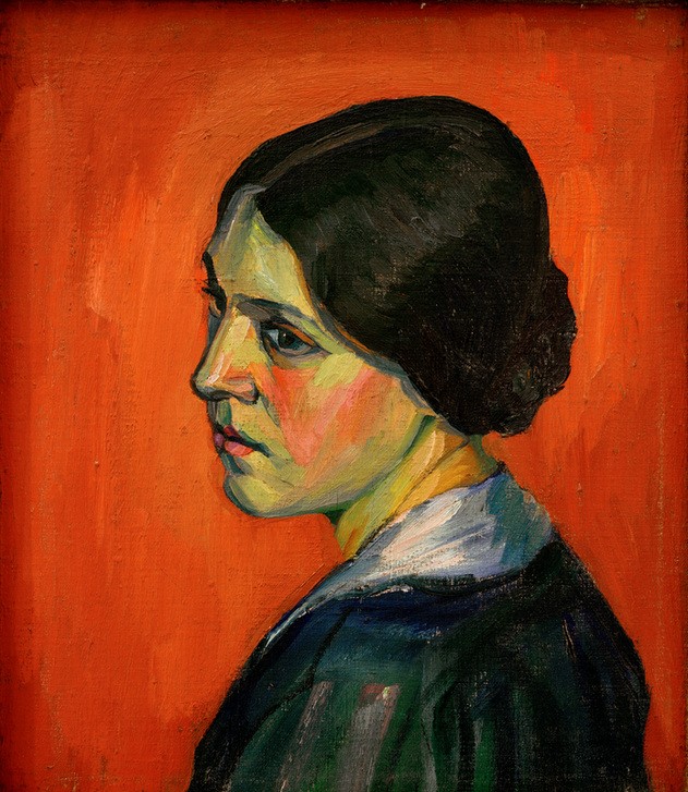 Kurt Schwitters, Ohne Titel (Porträt Helma Schwitters) (Deutsche Kunst,Frau,Kunst,Ehefrau Von Berühmten,Portrait,Künstlerfrau,Haarknoten,Kopf,Junge Frau,Person,Frisur)