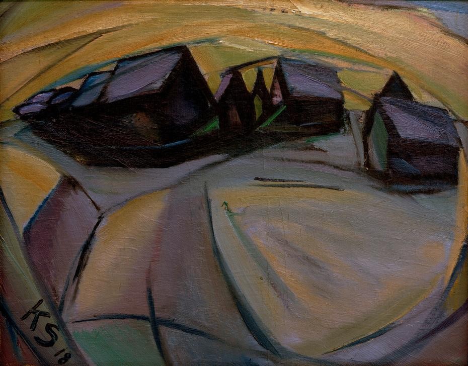 Kurt Schwitters, Verschneite Häuser (Deutsche Kunst,Dorf,Haus,Kunst,Landschaft,Winter,Schnee)