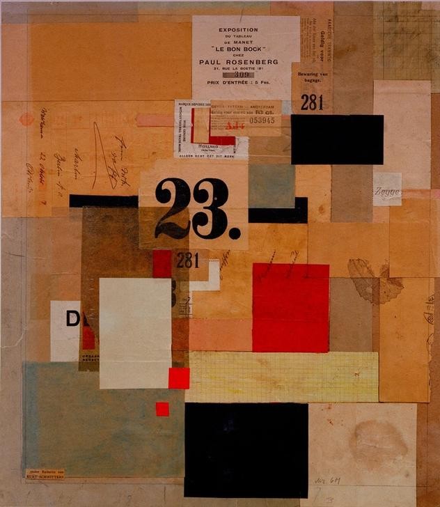 Kurt Schwitters, Mz 601 (Abstraktion, Collage, Zeitungsausschnitte, Papierschnipsel, Dadaismus, Merzbilder,  Wohnzimmer, Wunschgröße,)