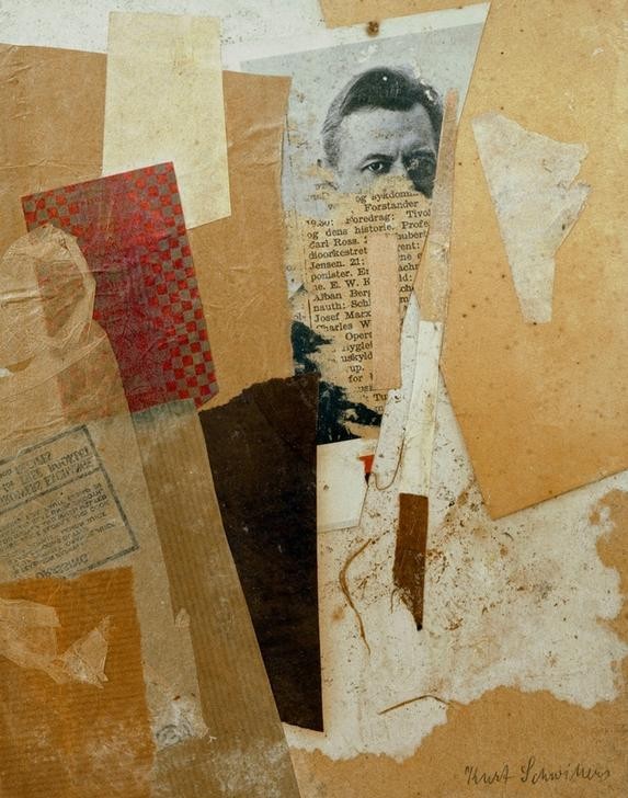 Kurt Schwitters, Ohne Titel (Mit frühem Porträt von Kurt Schwitters) (Dadaismus,Deutsche Kunst,Künstler,Kunst,Selbstbildnis)