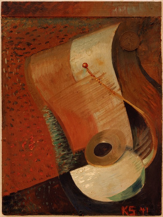Kurt Schwitters, Stil life with penny (Dadaismus,Deutsche Kunst,Kunst,Stillleben)