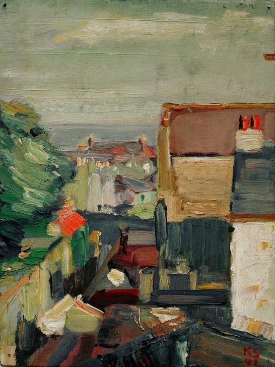 Kurt Schwitters, Scenery from Douglas (Deutsche Kunst,Kunst,Architekturdarstellung,Dachlandschaft)